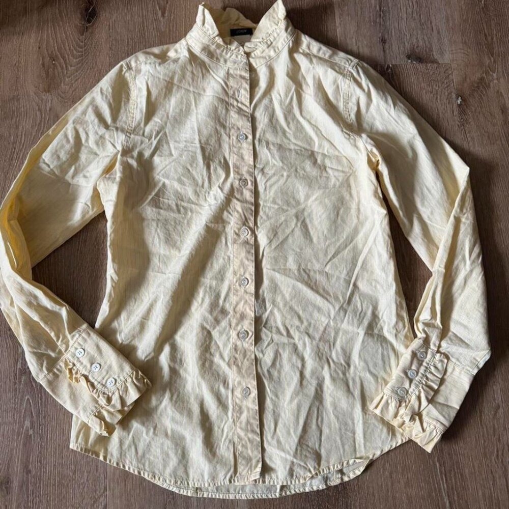 J. Crew Yellow‎ Cotton Button Down Collared Shirt Size 6